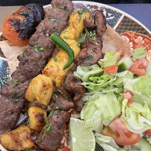 Mixed grill kabob platter