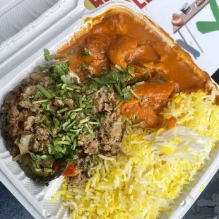 Lamb and butter chicken plate