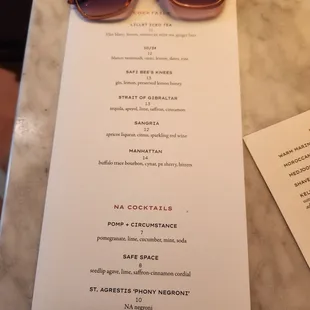 Cocktails and NA drinks