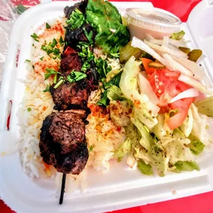 Steak kabob platter