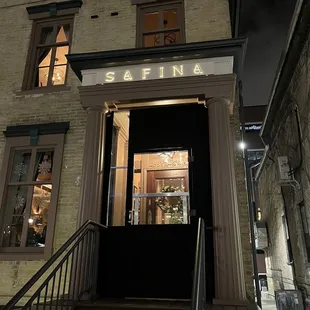 the entrance to the restaurant