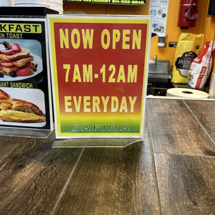 Now Open 7AM - 12AM