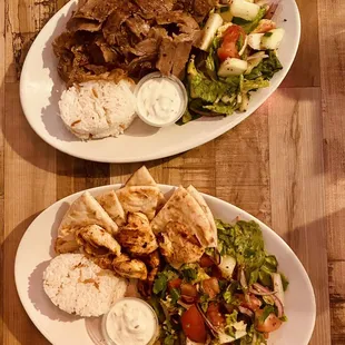 Doner Gyro Platter and Chicken Kebab Platter