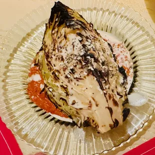 Charred Cabbage w/Dukkah, Tahini, Muhamara
