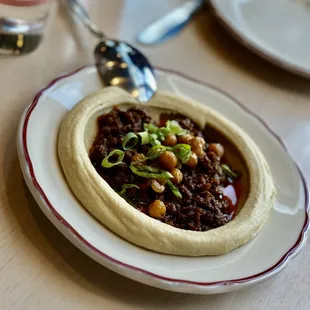 Lamb ragu with hummus. What a fantastic combination!