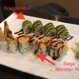 14. Dragon Roll and 18. Saga Monster Roll