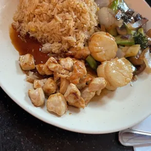 Chicken and scallop lunch