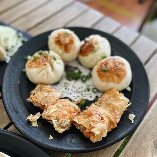 Shanghai Pan Fried Bun // Fried Tofu Skin with Shrimp