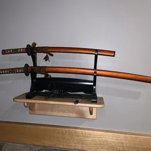 a pair of samurai swords