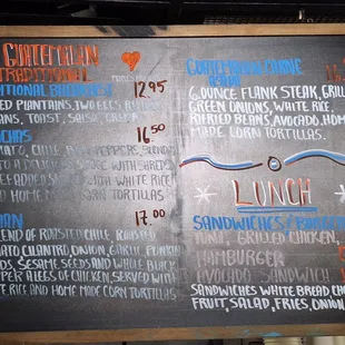 Lunch menu