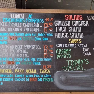 Lunch menu