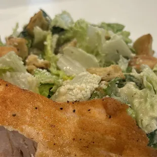 Salmon side salad. So good. I ate a bite of salmon first to test the cook on it.