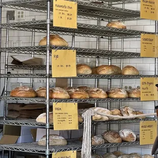 shelves of bread and pastries
