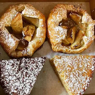 three pastries in a box