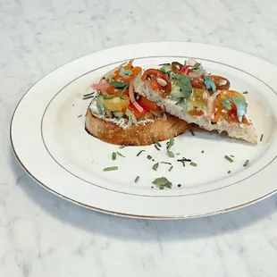 two pieces of bread on a plate