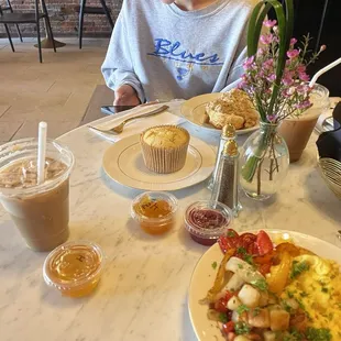 Lemon poppyseed muffin, biscuits and gravy!