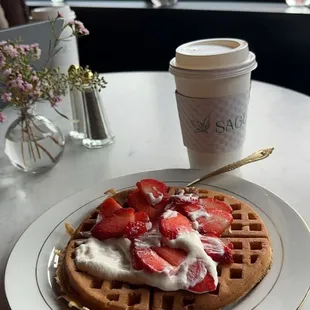 strawberries and cream waffle .. incredible