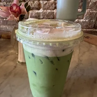 Matcha with lavender cold foam