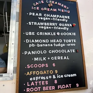 The menu