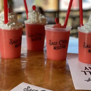 three cups of ice cream