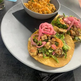 Tofu tacos with rice