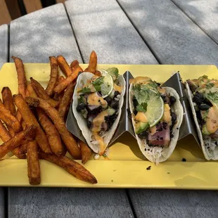 Ahi tuna taco special and Sweet Potato Fries