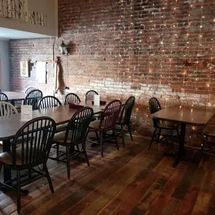 Lots of natural light and fun eclectic art hang on the wall