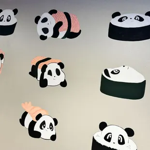 Super cute hand painted panda mural