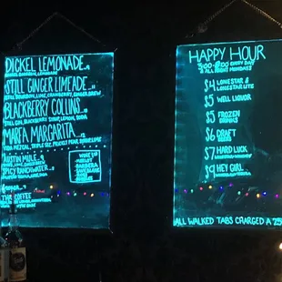 Drink menu