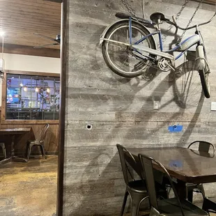 Modern touch to old fashion. Small Bar in the back on the other side stocked with Plenty of options.