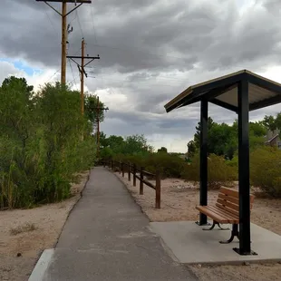 Bench at the start/end of the trail.