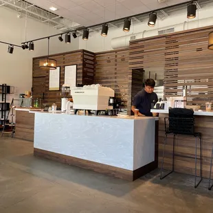 a man standing at the counter