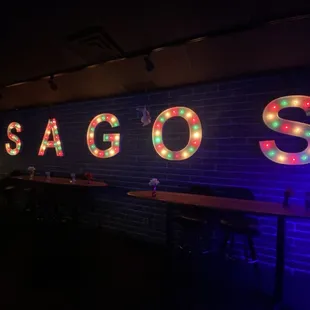 the neon sign for sago&apos;s