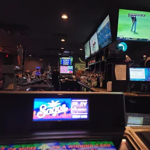 a view of a sports bar