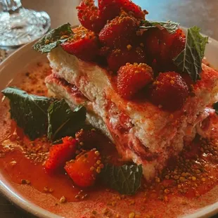 Strawberry Tiramisu with Bee Pollen and Mint