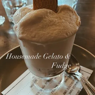 House made Cardamom Digestive Gelato and Fudge