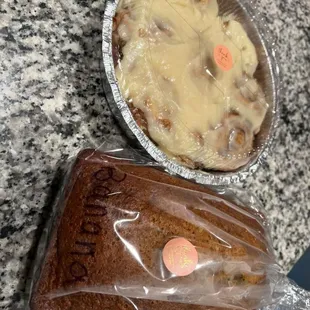 Cinnamon rolls and banana bread