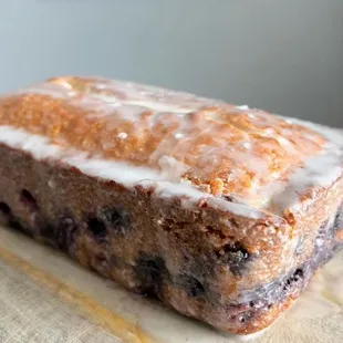 Glazed lemon blueberry loaf