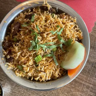 Mutton fried rice  (Mutton is lamb older than a year)