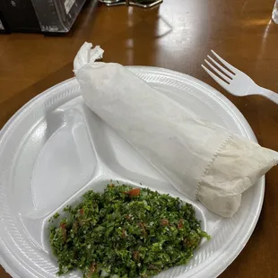 Chicken shawarma and tabboula