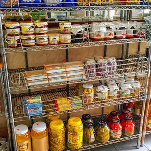 shelves of food
