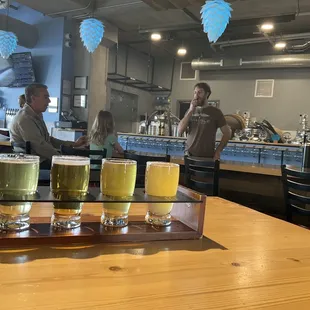 Flight in taproom.  Clean and nice decor.