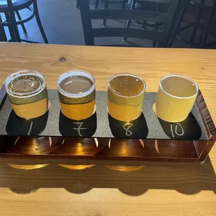 Flight in taproom.