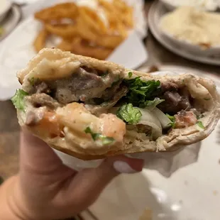 Beef shawarma sandwich