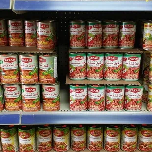 a display of canned food