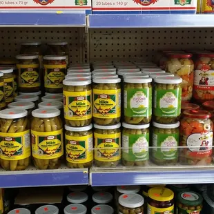 a display of canned food