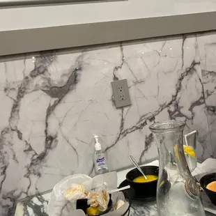  a view of the kitchen counter