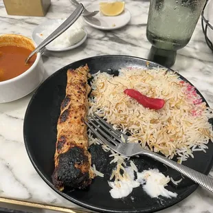 Halfway through my chicken kuffta lunch!! Always delicious and generous portions!! Thanks Sam for always a great experience!!