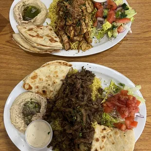 Chicken shawarma (top) and lamb shawarma (bottom)