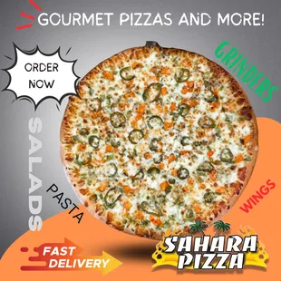 Gourmet pizzas and
MORE https://saharapizza.hungerrush.com/Order/Menu/1
More Information: https://linktr.ee/saharapizzalakestevens